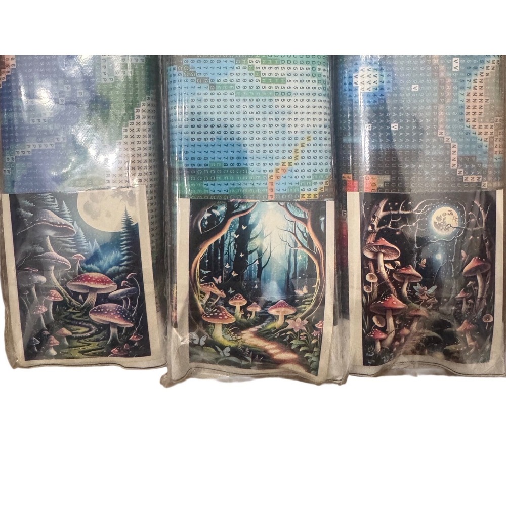 Diamond Art Kits DIY Crafts 12x16inch Mushroom Forest Scenes Set‎ of 3 NEW